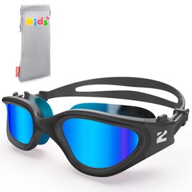 ZIONOR G1MINI Children's Swimming Goggles Ultra Polarised Comfortable Swimming Goggles Anti Fog UV Protection Swimming Goggles for Girls and Boys (Years 3-14) (Mixed Black Grey Blue Blue)
