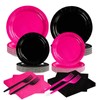 Grencian 200 Pcs Hot Pink and Black Birthday Decorations Hot
