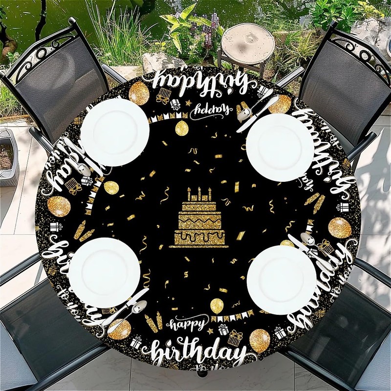 Outdoor Round Tablecloth with Elastic Band 36 In-90cm Elastic Garden