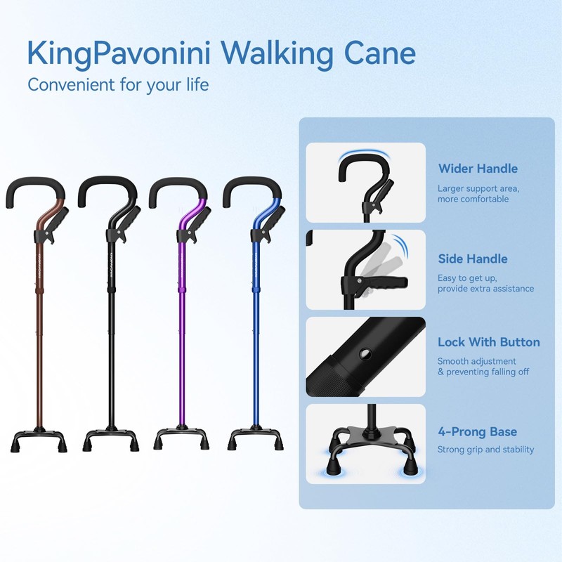 KingPavonini Canes for Women/Men with Second Handle, Foldable & Adjustable