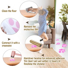Coufce 20 Pcs Non Slip Bathtub Stickers Pink Paw Print Adhesive Decals Shower Stickers for Floor, Ladders, Bath Tub, Stairs, Bathroom