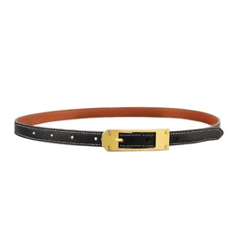Yuangu Women Skinny Leather Belt for Jeans Pants Dresses Ladies Fashion Waist Belt with Gold Buckle (Black Gold, 102cm/Fit Waist 25"-33")