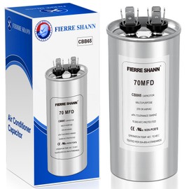 70 uF/MFD Capacitor for AC, 370 or 440 VAC CBB65 Dual Run Round Capacitors for AC Motor Run, Fan Start, Condenser Straight Cool, Heat Pump, Air Conditioner, and Pool Pump