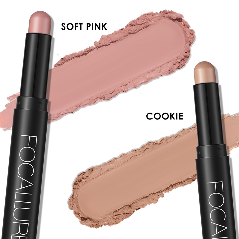 FOCALLURE 2 Pcs Cream Eyeshadow Stick,Brightener Eyeshadow Pencil Crayon,Highlighter Eye