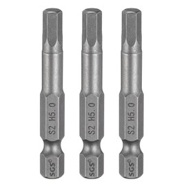 HARFINGTON 3pcs H5.0 Hex Head Drill Bit Wrench 5mm Metric Flat Tip 1/4" Hex Shank 50mm (2") Long Magnetic Hexagonal Screw Driver Socket Industrial Screwdriver Power Bits