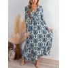 CUPSHE Maxi Dresses for Women V Neck Ruffled Long Sleeve