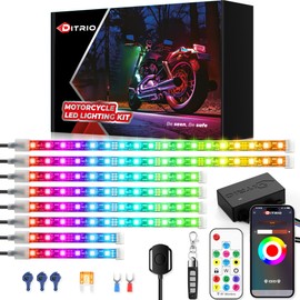 8PCS Motorcycle Led Lights with Brake Turn Signal,Underglow Light Kits with DITRIO APP/RF Remote Control, Dual Zone,Waterproof,12V Pixelglow Led RGB Lights for Motorcycles, Golf Carts, ATVs, UTVs