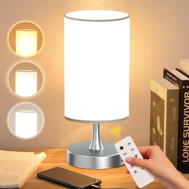 Caromolly Light Therapy Lamp, 10000 Lux Light with Remote Control, 3 Color Temperature & 4 Brightness Level & Timer, Daylight Lamp for Home, Office, Decoration(Silver Base White Shade)