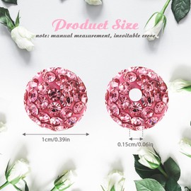 Hicarer 120 Pcs Rhinestone Beads for Jewelry Pen Making 10mm Shiny Crystal Diamond Clay Beads Disco Ball Polymer Clay Round Bead Bulk for Valentine's Day Crafting DIY Bracelet Necklace(Rose Red)