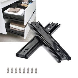 Full Extension Low Noise Drawer Slides Ball Bearing Full Extension 3-Section Slide Mounted Drawer Slides for Kitchen Cabinet Furniture, 1 Pair (Black 8 in.)