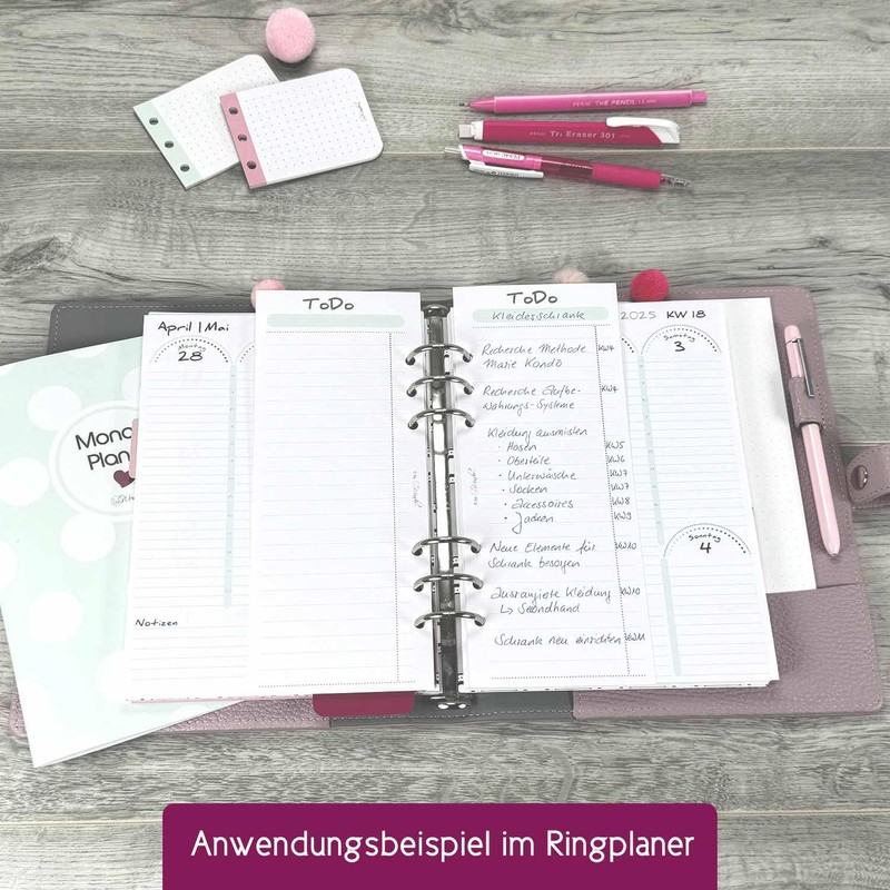 ToDo lists suitable for the calendar inserts from SinnWunder® Design