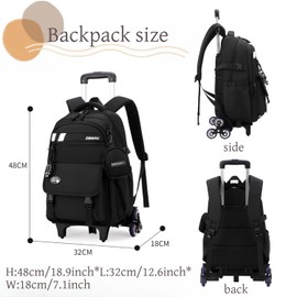EKUIZAI Classic Boys Rolling Backpack for adults Middle Kids School Bags with Wheels Trolley Backpack for Teen Boys