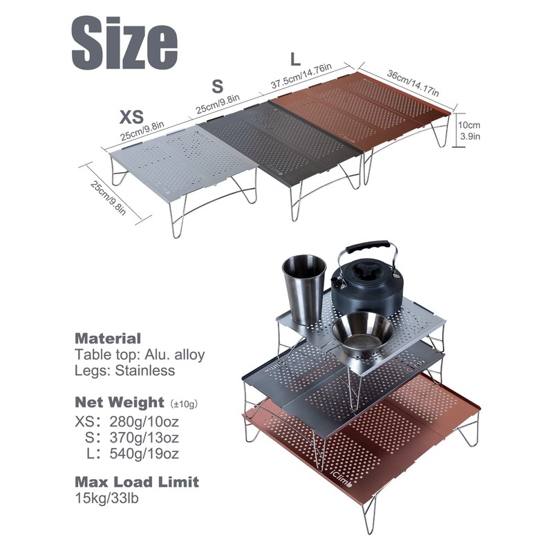iClimb Mini Solo Folding Table Ultralight Compact for Backpacking Camping