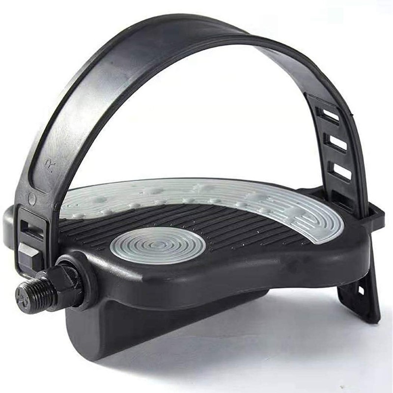 1 Pair Bike Pedals with Toe Clips Cages and Straps