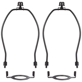 Canomo 2 Packs Lamp Harps Lamp Shade Holder 8 Inch with E26 UNO Light Base and Lamp Finial for Table and Floor Lamps, Black