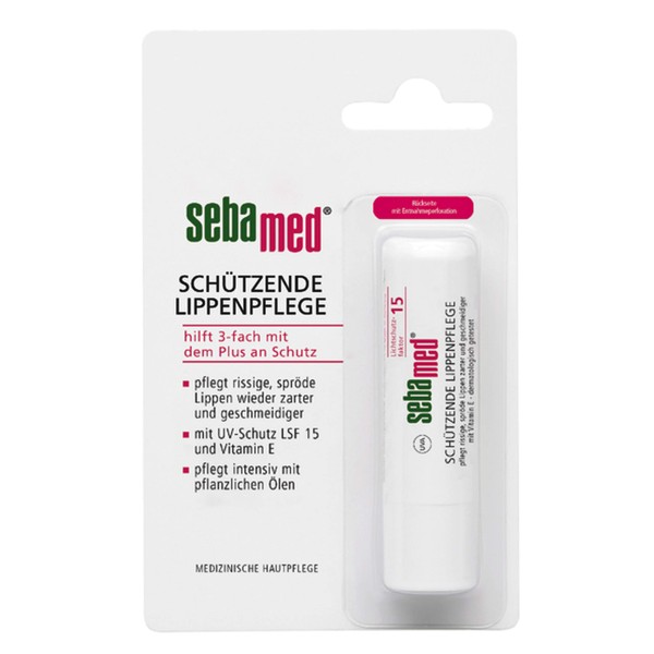 sebamed Protective Lip Care Pen, Nourishes Cracked, Brittle Lips More Delicate and Supple, with Vitamin E and UV Protection, SPF 15, 4.8 g (Pack of 1), White