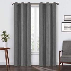 Eclipse Ronneby Grommet Top Curtains for Bedroom, Single Panel, 40 x 84, Black