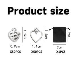 100 Pieces Silver Heart Pendants With Holes, Diy Metal Hollow Pendants, Retro Jewelry Engraving Accessories, Suitable For Making Bracelets And Necklaces