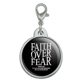 Graphics & More Christian Faith Over Fear Chrome Plated Metal Pet Dog Cat ID Tag - Small