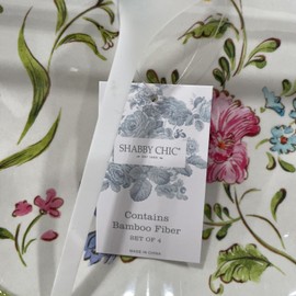 Shabby Chic Set 4 Scalloped 11” Dinner Plates Melamine Shabby Chic Easter Spring Floral NEW