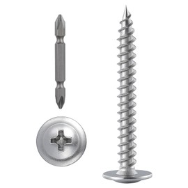 (100 pcs)#8×2" Phillips Truss Head Wood Screws Stainless Steel 410 Quick Metal Self Tapping