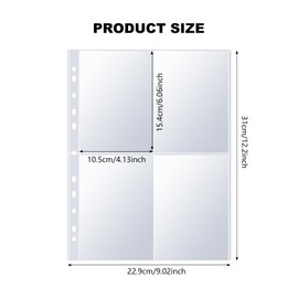 Yuiturt 3 Pack Punched Pockets A4 - A4 Punched Pockets with 240 Clear Photo Sleeves for A4 Ring Binder, Double-Sided 4 Pocket Protectors, Perfect for Organizing Photos Postcards Collectible Cards