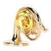 Gold Miniature French Horn Shaped Lapel Brooch Pin Brass Mini