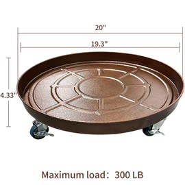 Kaoolaa Plant Caddy with Wheels 20 Inch Heavy Duty, Easy Assembly and Versatile Use for Your Indoor and Outdoor Plant Stand(2 PCS, Bronze)