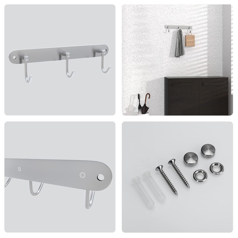 INTIRILIFE Stainless steel coat rack Modell C - 3 Hooks