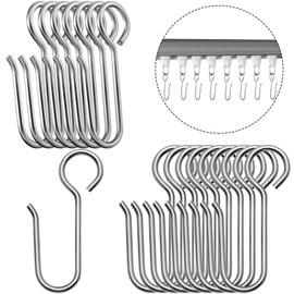 Jetec 180 Pcs Metal Curtain Track Hooks S Shaped Small Curtain Metal Drape Wire Hooks for Ceiling Drape Track (Silver)
