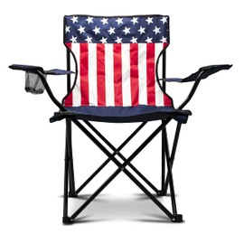 Eternal Living American Flag Camping Chair with Cupholder, Blue