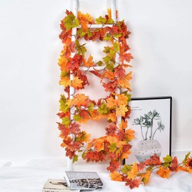 Artificial Fall Foliage Garland, Set of 2, Artificial Foliage Plants, Seasonal Decoration, Photography Props Room Decoration, Halloween, Thanksgiving, Christmas, New Years, Party Decorations