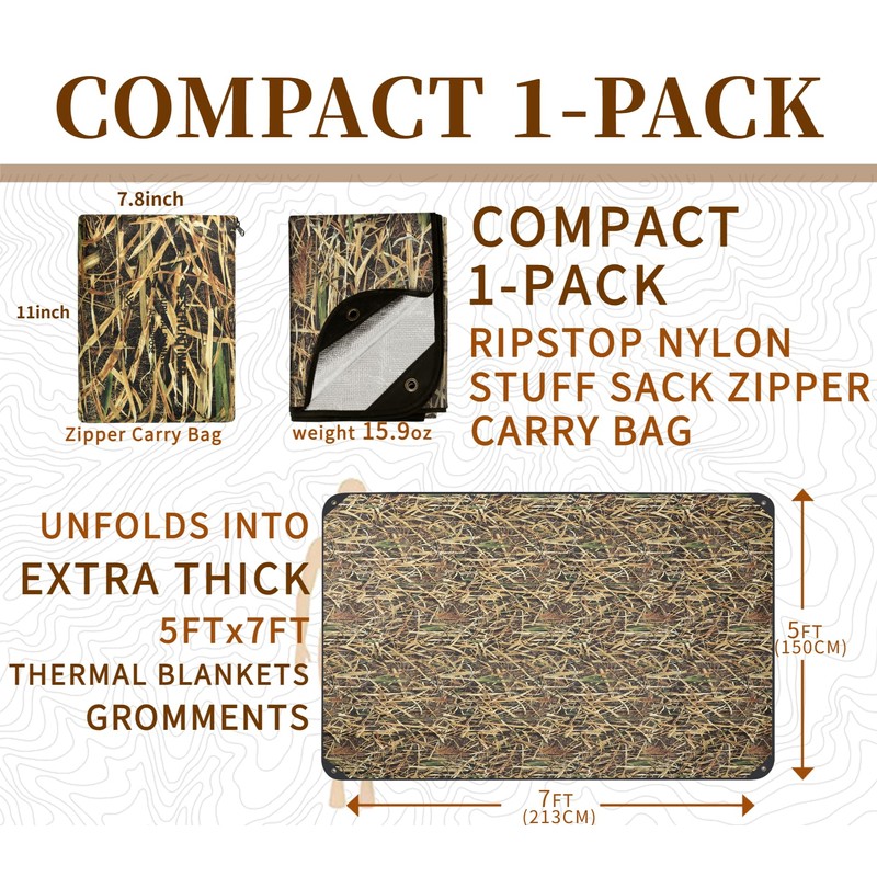BESTHUNTINER Heavy Duty Survival Blanket -Multifunctional Reflective Tarp Thermal Blanket
