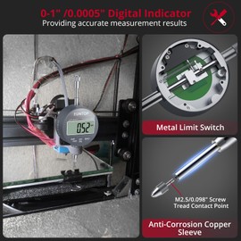 XUNTOP 0-1inch/0.0005inch Dial Digital Indicator and 90lbs (40kg) Magnetic Base Magnetic Electronic Indicator with 3 Adjustable Joints 5/16 inch (8mm) Clamping Diameter for Lathe CNC 3D Printer