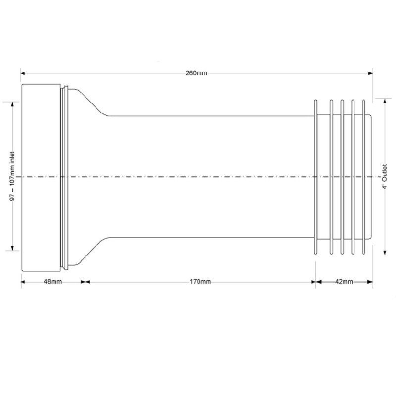 McAlpine CON2 Straight Adjustable Length Rigid WC Connector, White