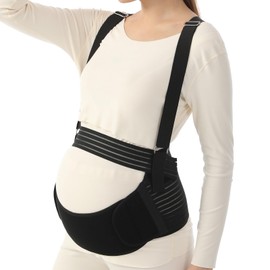 MomTend 5 in 1 Pregnancy Support Belt Adjustable No-Slip Maternity & Postpartum Belly Band Pregnancy Seat Belt with Shoulder Straps for Relieve Back, Pelvic, Hip Pain for Labour & Recovery, Beige Xl