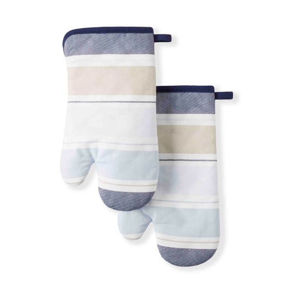 MARTHA STEWART Printed Oven Mitt Set, 7"x13", Blue