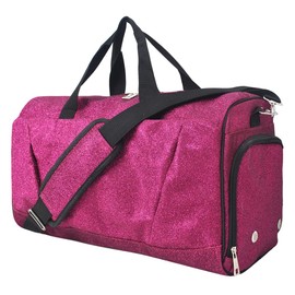 NGIL Glitter Cheers Sports Gym Duffel with Shoe Compartment and Small Carry on Travel Tote Bags for Women, Women Gym bag, Overnight bags for Women, Cheer Bag (Glitter-Hot Pink)