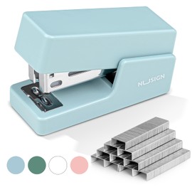 NUSIGN Mini Stapler with 830 Staples, Small Cute Desk Staplers, 25 Sheet Capacity, Blue