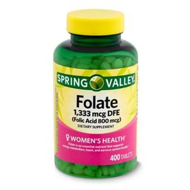 Spring Valley Folate Dietary Supplement, 1,333 mcg, 400 Count