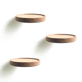 anaan Coracle Wall Shelf, Round, Floating Shelf, Wood, Small Shelves, Wall Shelves, Decorative Shelf, Plant Shelf, Wooden Shelf, Wall Board, Hanging Shelf, Wall Mounting, Wall Decoration Design (Set