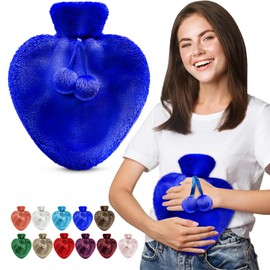 Happy Heaters Hot Water Bottle, 1L Hot Water Bottle with Fluffy Cover, Ideal for Period, Back & Neck Pain - Royal Blue Hot Water Bottle with Cover UK Perfect for Women, Seniors & Children