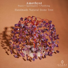 Amethyst Crystal Tree of Life Chakra Healing, Home and Office Desk Decor, Feng Shui Bonsai Trees for Postive Energy, Money, Good Luck, Christmas Decor, Spiritual Birthday Gifts for Women, Mom