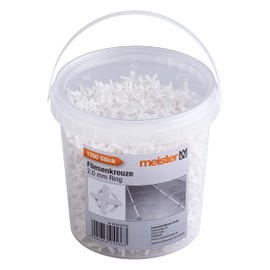 Meister Tile Spacers 2.0 mm – Practical Set of 1200 – Reusable with Ring – Made of Robust Polypropylene – White / Tile Accessories / Tile Laying Aid / Joint Crosses / 4426700