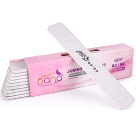 PANA USA 10 pcs Professional Nail Files Buffers JUMBO Size Double Sided Emery Board Washable - For Natural & Acrylic Manicure Pedicure Tools Home and Professional 10 Pieces Pack (White, Grit 180/180)