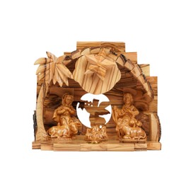 Bethlehem Musical Nativity Scene with Music Box & Incense from The Holy Land - Handmade Olive Wood -Holy Family Nativity Set