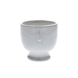 Gisela Graham Glazed Round Face Design Pot Cover, Large, White, 36617