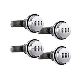 RecPro RV Combination Cam Lock | 3-Digit 3/4" Cylinder Lock Replacement for Baggage Door, Box, Cabinet, and More (4 Pack, Chrome)