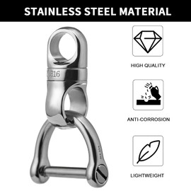 TISUR Swivel Key Ring Clips for Keychains, 360°Rotatable Metal Carabiner Key Chain Hooks for Keys, DIY Crafts Jewelry Making Connector Project Keychain Holder Accessories (with D Ring-Polished)