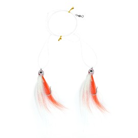 BLUEWING Fishing Rigs HI-LO Rig 3D Eyes with Sparkle Series Bucktail Mylar Flash Teaser Rig Snapper Rig with Stainless Steel Hook Orange